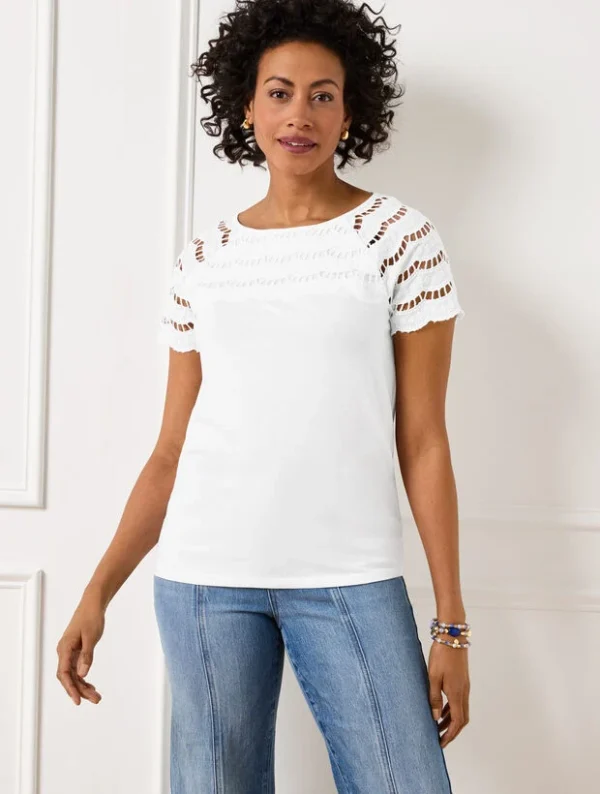 Embroidered Eyelet Top