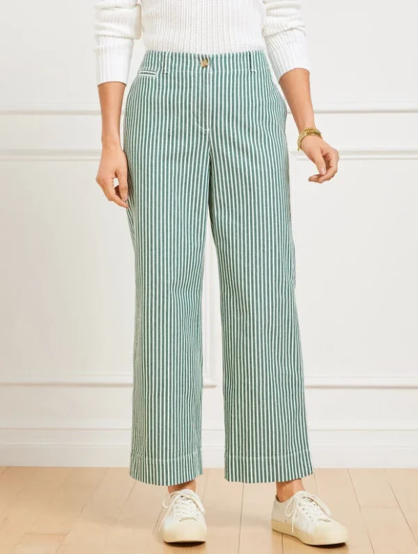 Wide Ankle Twill Pants - Stripe