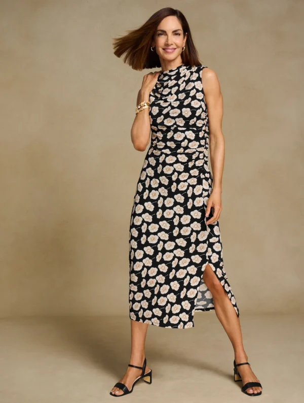 Cowl-Neck Midi Dress - Deco Flower - Image 2