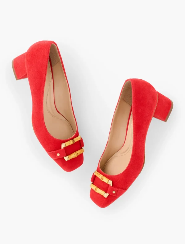 Carlye Bamboo Buckle Suede Pumps