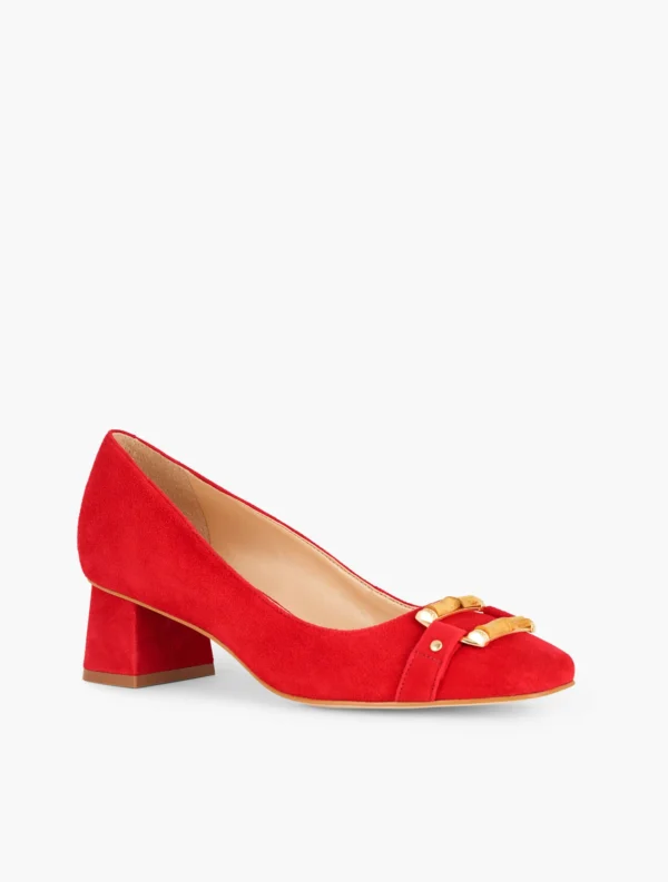 Carlye Bamboo Buckle Suede Pumps - Image 2