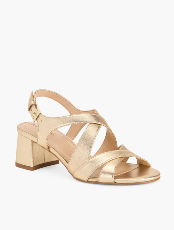 Millie Straps Metallic Nappa Block Heel Sandals - Image 2